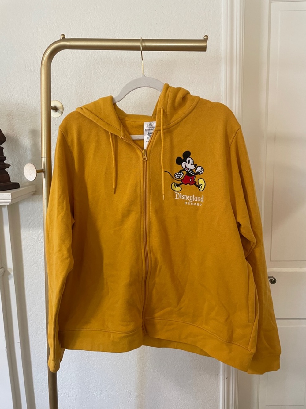 Disney Mustard Yellow Mickey Zip-Up Hoodie Size XL